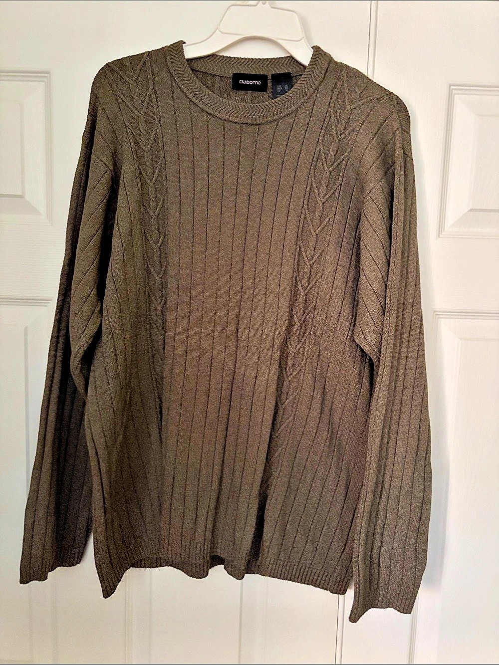 Claiborne Cable Knit Sweater in Brown Size XL
